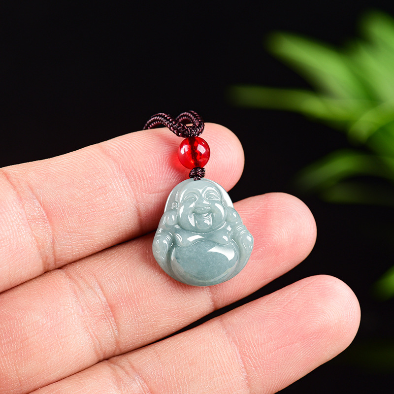 Vintage Fashion Stores - Myanmar Jadeite Guanyin Buddha Pendant Necklace